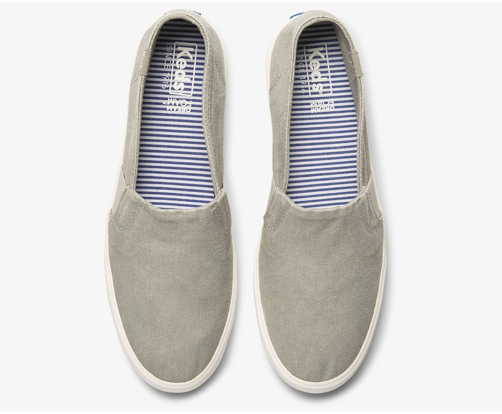 Keds Slip Ons Grey - Clipper Washed Solids - Womens GSOMRJ-314